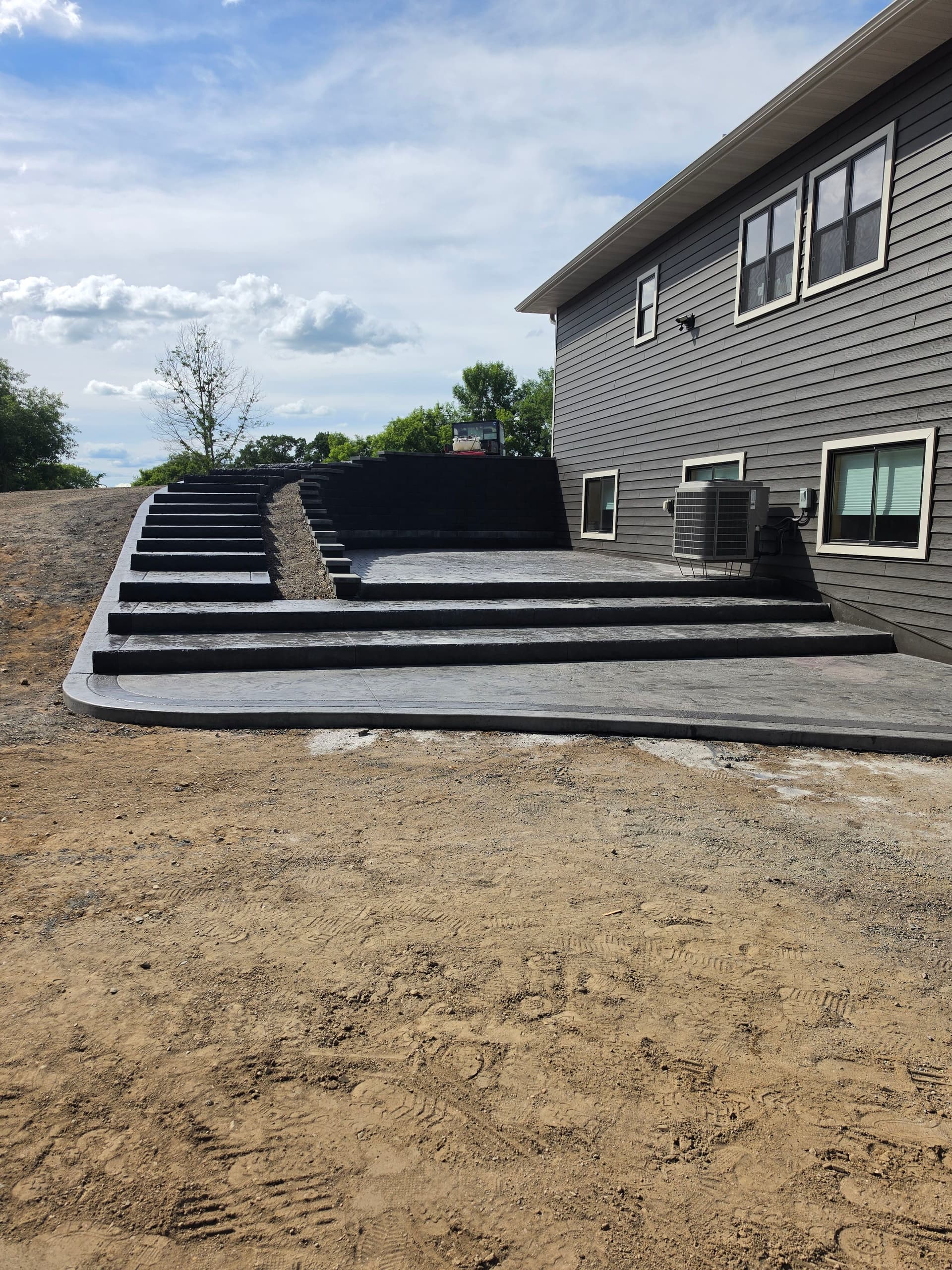 Large Stamped Concrete Patio and Pool Deck Finished Strong image