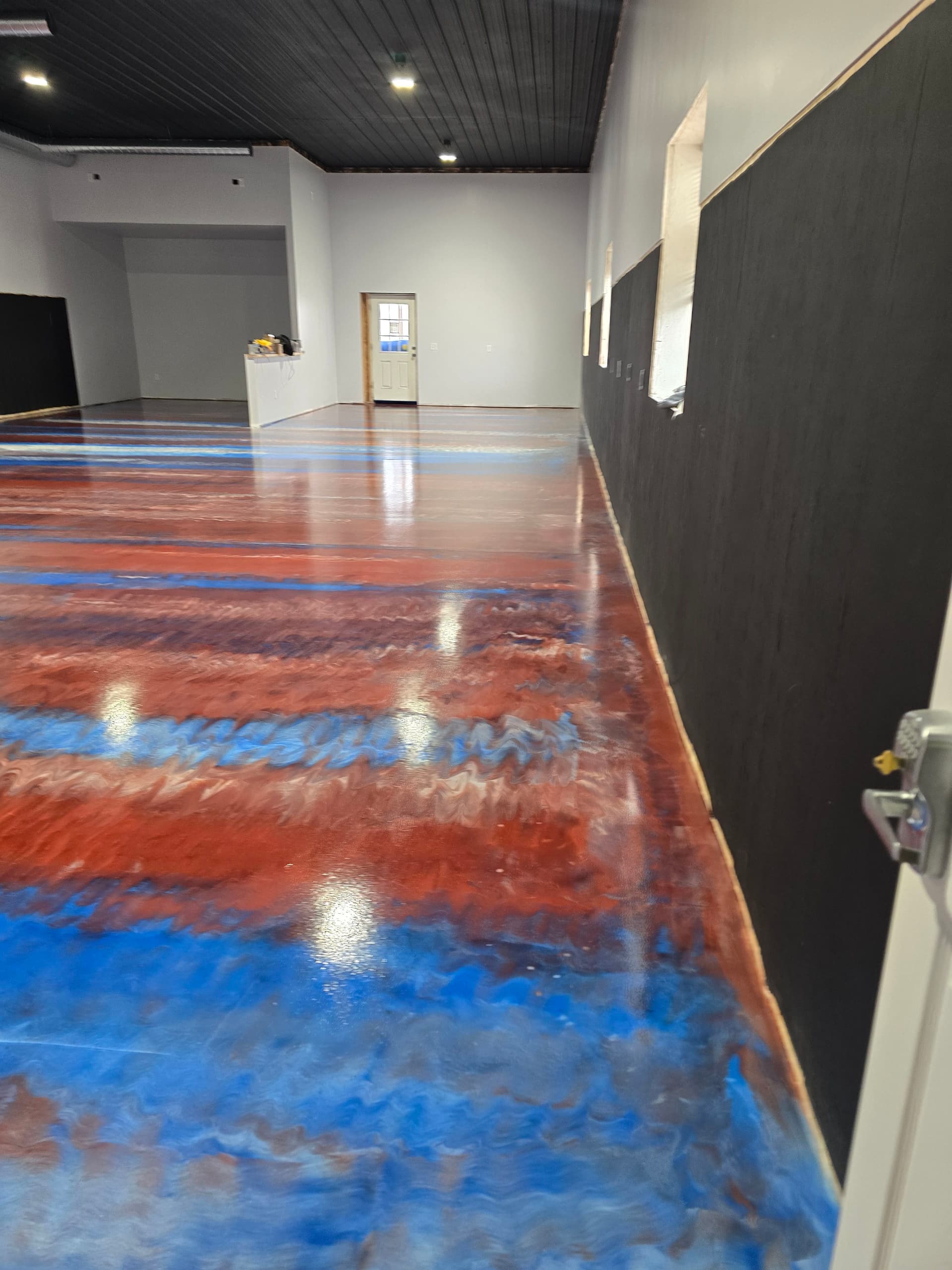 Gallery photos for Red White and Blue Metallic Epoxy Floor Coating on a Large Commercial Space: Image #2