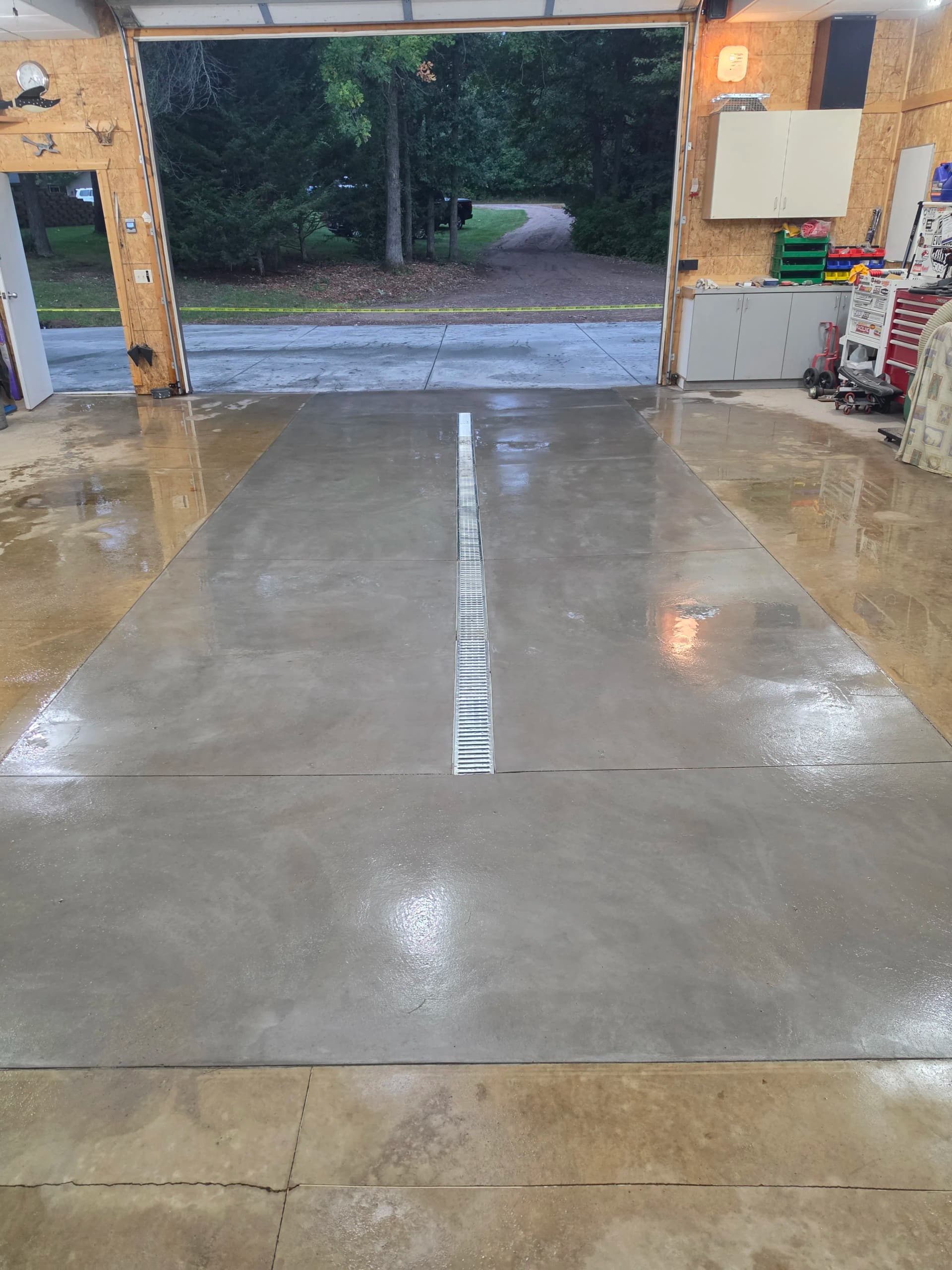 Garage and Shed Concrete Tearout with Drains, Aprons, and Sidewalk image