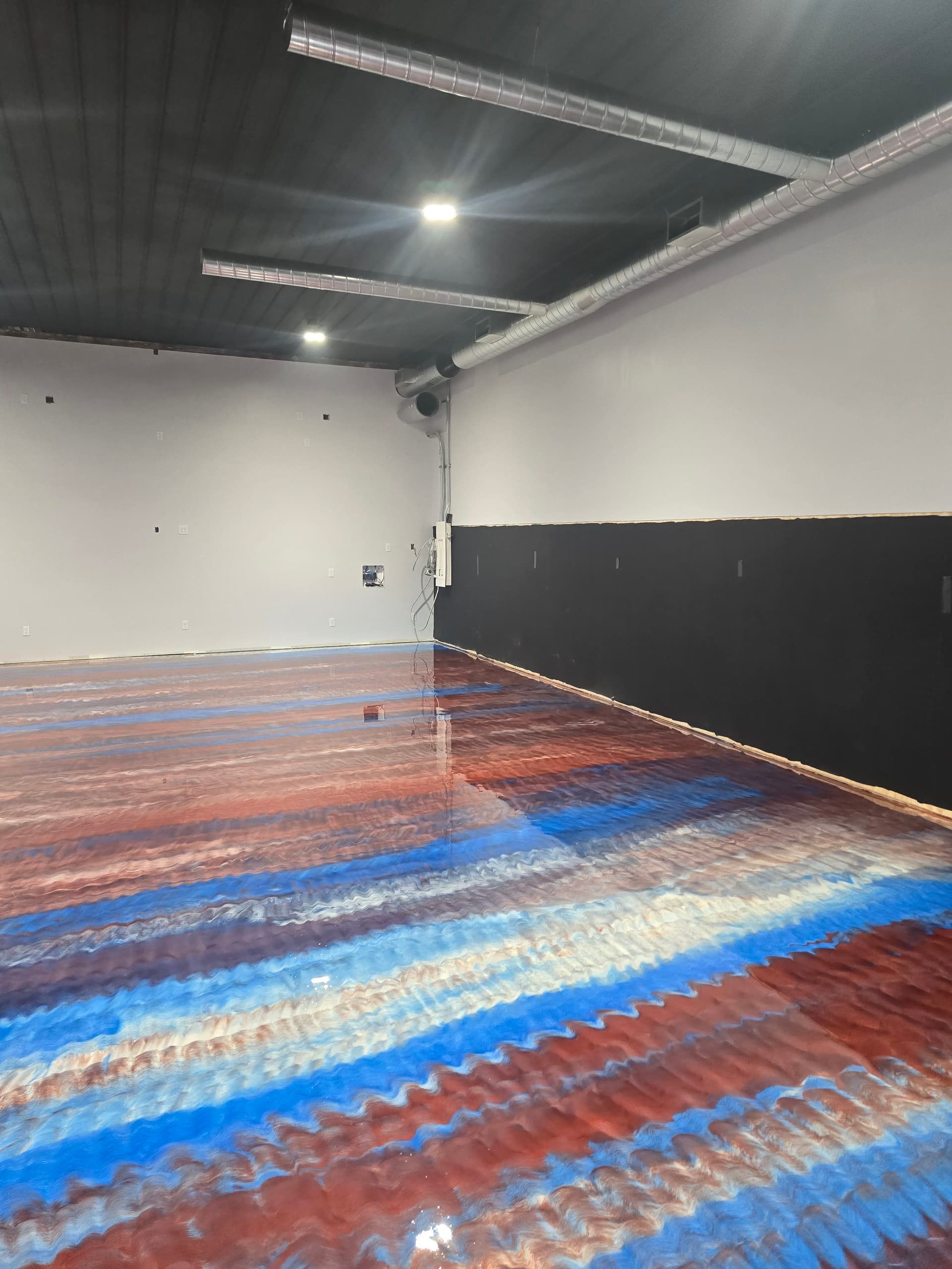 Gallery photos for Red White and Blue Metallic Epoxy Floor Coating on a Large Commercial Space: Image #4
