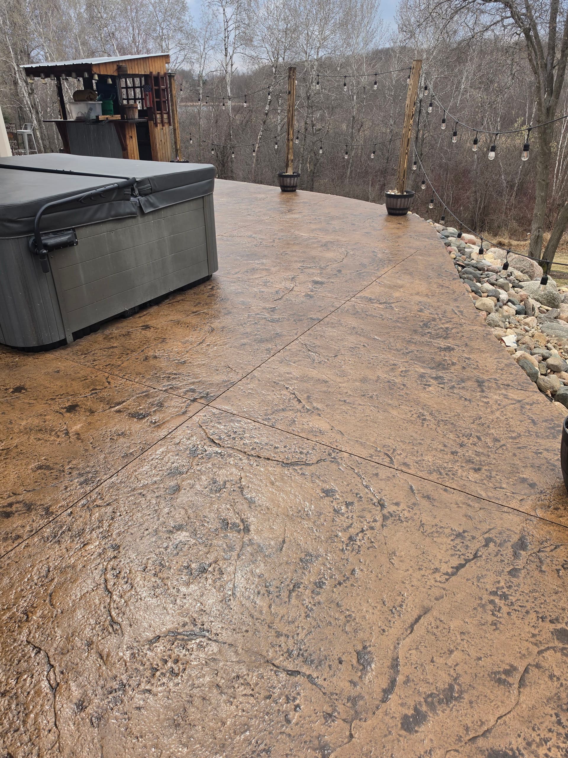 Gallery photos for Stamped Concrete Patio Clean and Re-Seal Results: Image #1