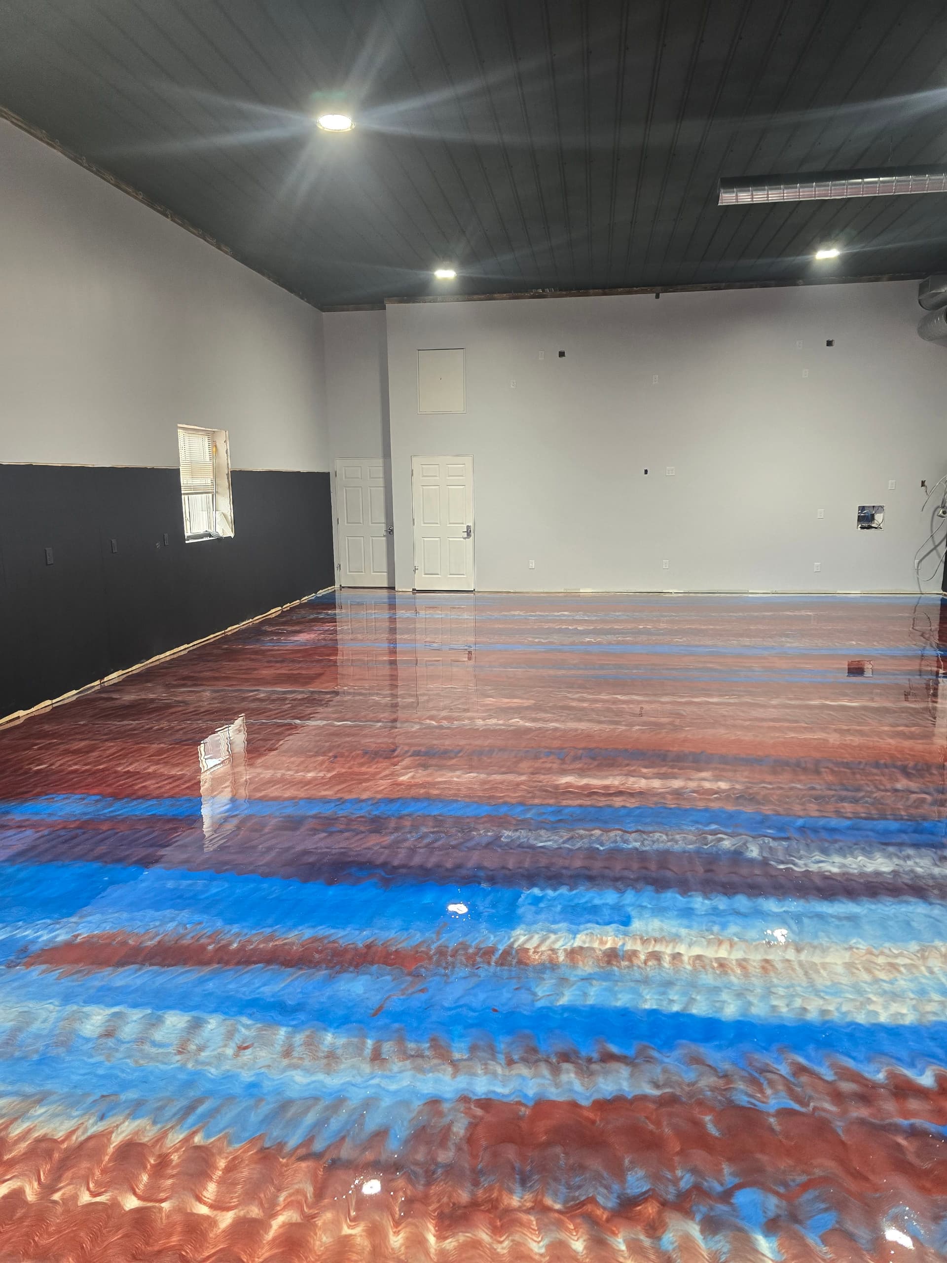 Gallery photos for Red White and Blue Metallic Epoxy Floor Coating on a Large Commercial Space: Image #5