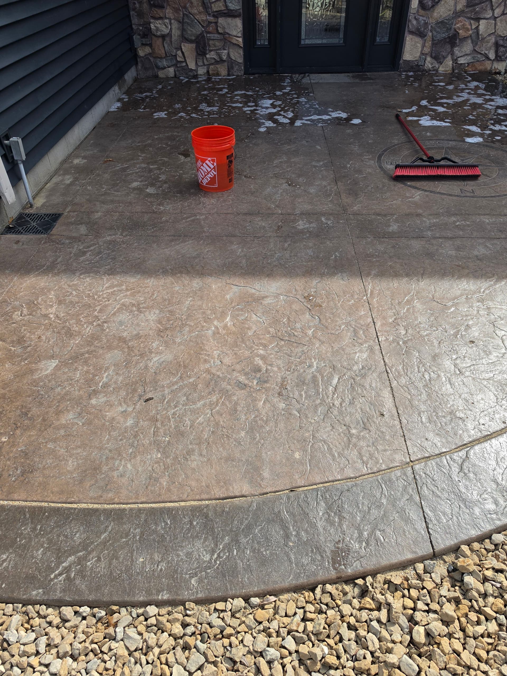 Gallery photos for Stamped Concrete Patio Clean and Re-Seal Results: Image #2
